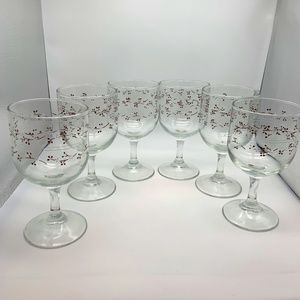 Vintage Anchor Hocking Hawthorne Country Goblets Set of 6 Glasses